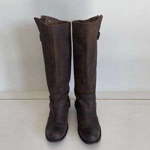 IKKS Women Brown Tall Pull On Leather Dress Riding Western Boot Size 38  US 7.5